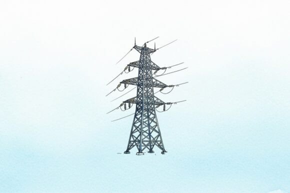 Black and White Power Tower with Cables