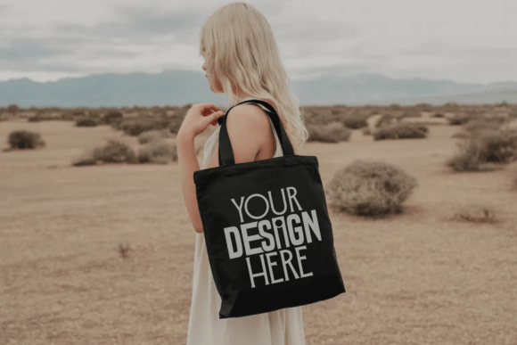 Black Tote Bag Mockup