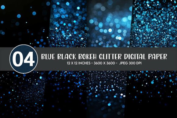 Blue Black Bokeh Glitter Digital Paper: A Versatile Design Asset for Creative Professionals and Everyday Makers