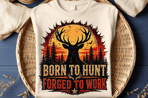 Born to Hunt PNG Vintage Deer Hunter PNG: Timeless Imagery, Modern Creative Flexibility