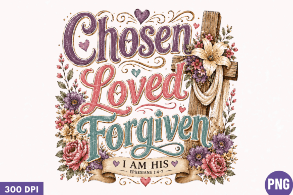 Chosen Loved Forgiven PNG — Christian Design