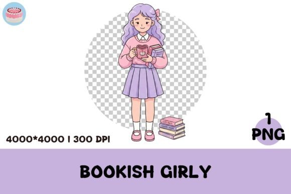 Cozy Reader Girl with Books and Mug: Your Versatile Pastel Clipart for Cozy Lifestyle Projects