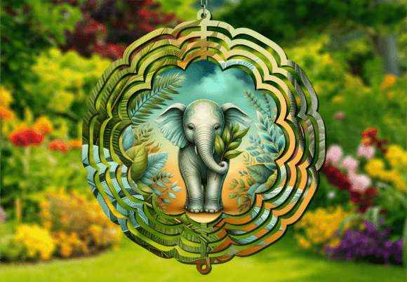 Cute Baby Elephant Forest Wind Spinner