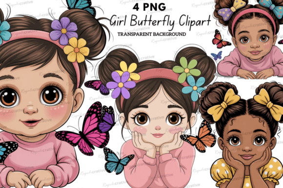 Cute Black Girl Butterfly Clipart PNG: Thoughtful, Inclusive Design Made Simple