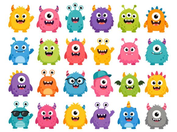 Cute Cartoon Monster Characters Vector: Your Go-To Toolkit for Playful, Professional Design