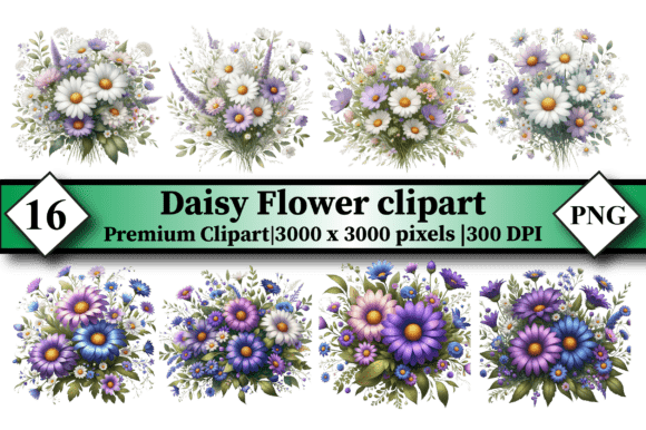 Daisy Flower Clipart Sublimation V.1