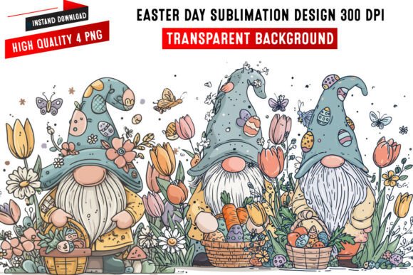 Easter Day Gnome Bundle, Easter Day PNG: Vibrant, Print-Ready Designs for Creators