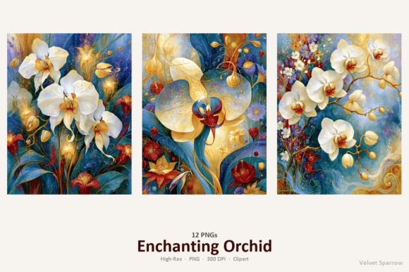 Enchanting Orchid: 12 Print-Ready Graphics