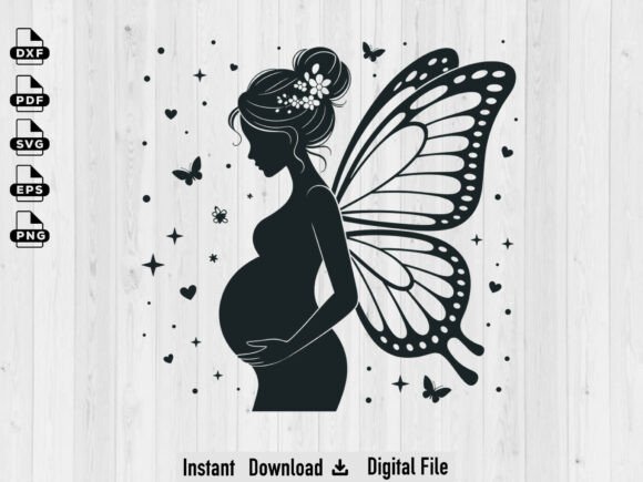 Fairy Silhouette SVG File, Fairy Vector: Elegant Magic for Modern Makers