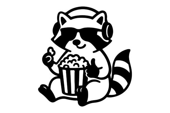 Free Raccoon with Popcorn SVG Silhouette