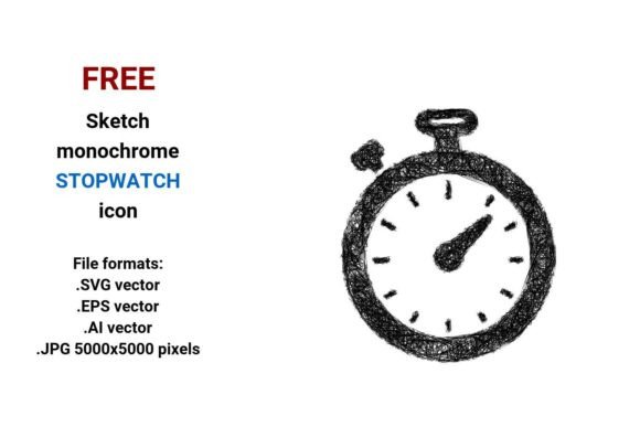 FREE Sketch Stopwatch Icon: A Scalable, Artistic Timer Resource for Designers and Developers