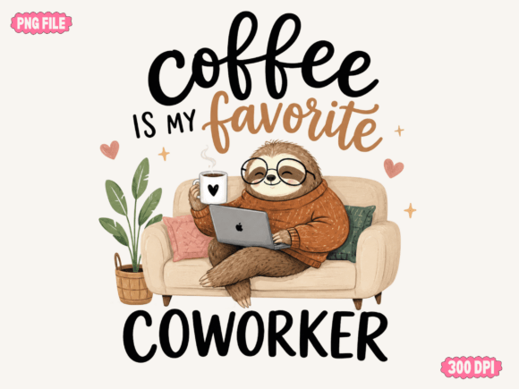 Funny Sloth Office Sublimation PNG