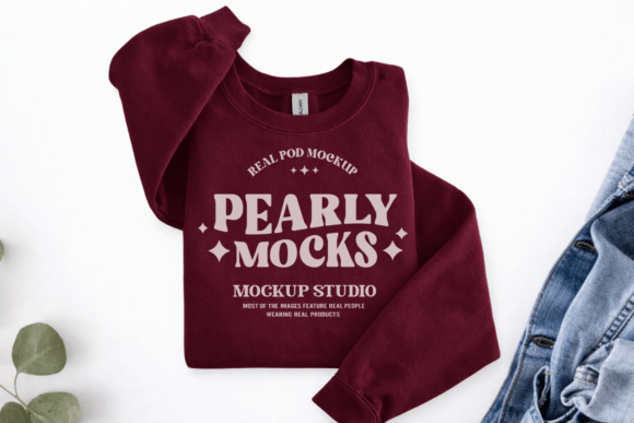 Gildan 18000 Maroon Flat Lay Mockup