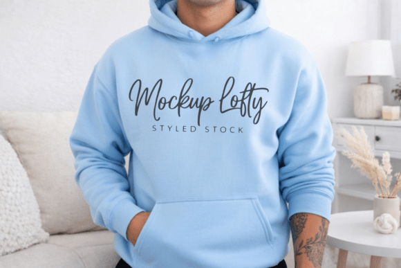 Gildan 18500 Light Blue Hoodie Mockup