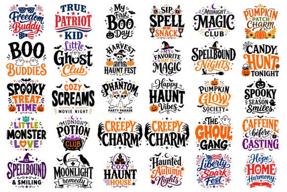 Halloween Typography Clipart Bundle SVG
