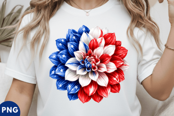 Patriotic Dahlia Flower PNG, Patriotic