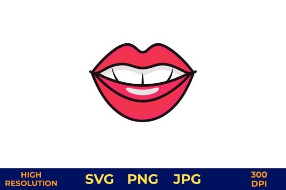 Red Lips Smiling Vector Art Illustration: A Versatile, Production-Ready Design Asset