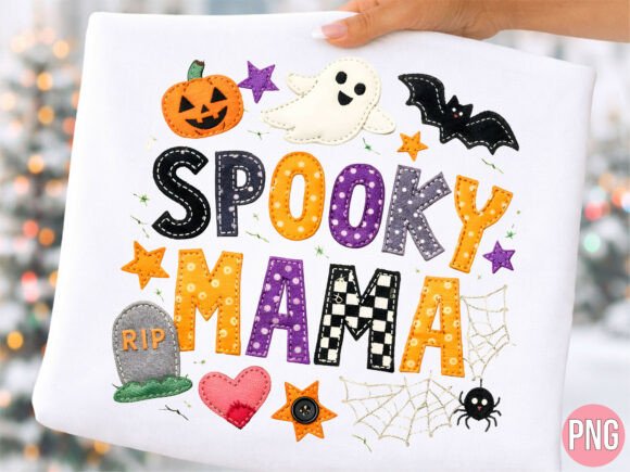 Spooky Mama Halloween Ghost Bat PNG
