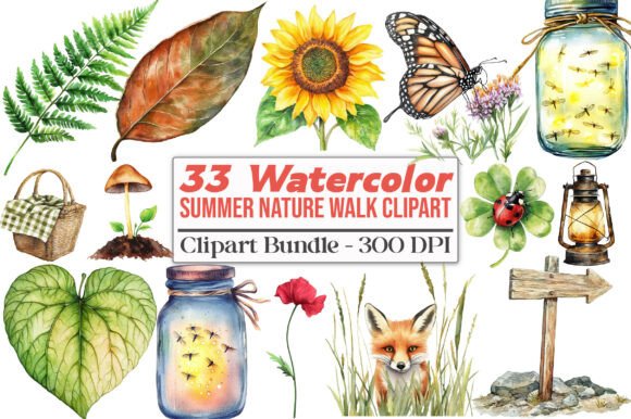 Summer Nature Walk Clipart
