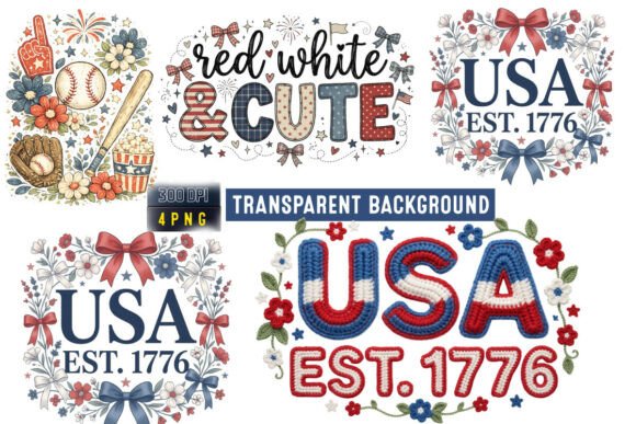 USA Est 1776 Patriotic PNG Bundle July