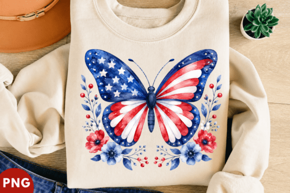 USA Patriotic Butterfly Clipart PNG