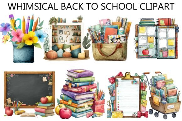 Whimsical Back to School Clipart
